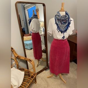 Vintage PINK corduroy secretary skirt